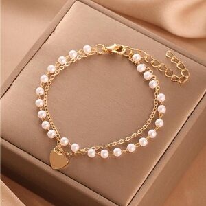 faux pearl heart decor bracelet